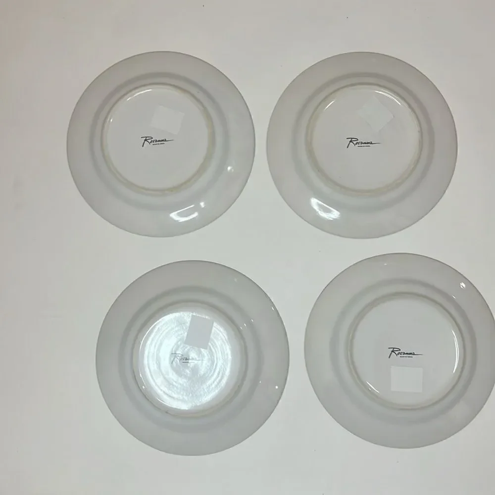 Rosanna Christmas Holiday Shoes Bells Party Salad Dessert Plates 8 1/4 In Set 4